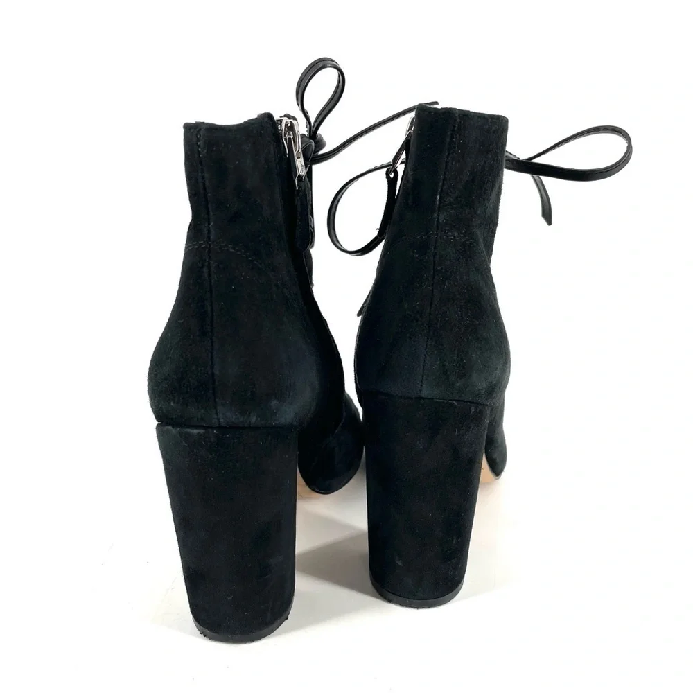 Sam Edelman Black Suede Yvie Lace Up Ankle Bootie